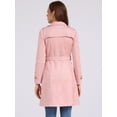 thumbnail image 3 of DARING DIVA Women's Faux Suede Coat Belted Zipper Jacket for Stylish Wear M Pink, 3 of 6