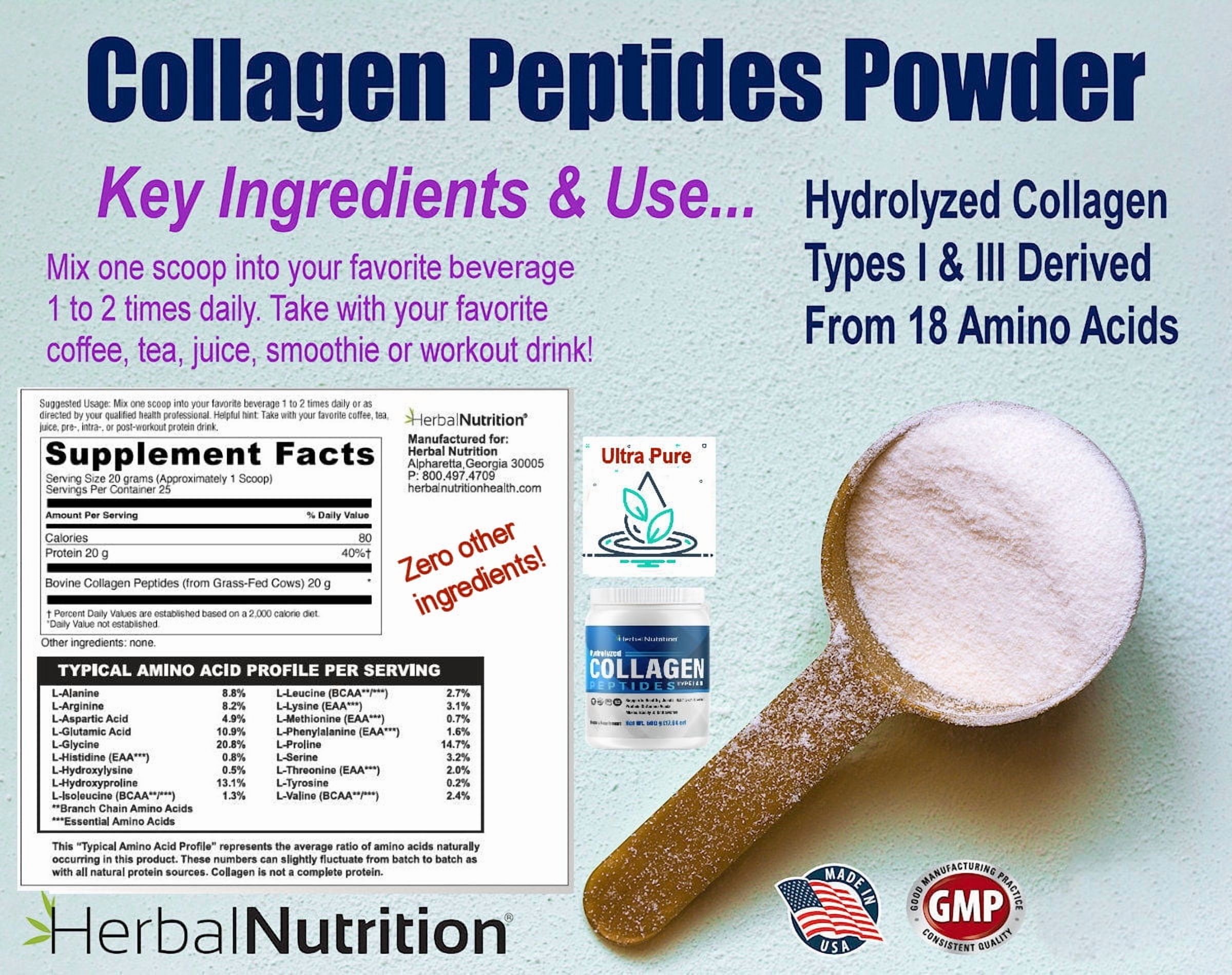 Collagen Peptides Powder Contains Vital Proteins for Skin Hair Nails and Joint Health, Non GMO Gluten Free 25, 20mg Servings