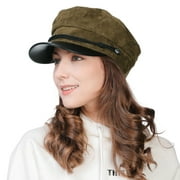 J&A Women's Newsboy Cap Winter Fisherman Hat Baker Boy Female Teen Girl Olive Green