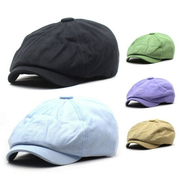 harmtty Newsboy Cap Solid Color Vintage Elastic Band Adjustable Peaked Cap for Daily Wear,Khaki