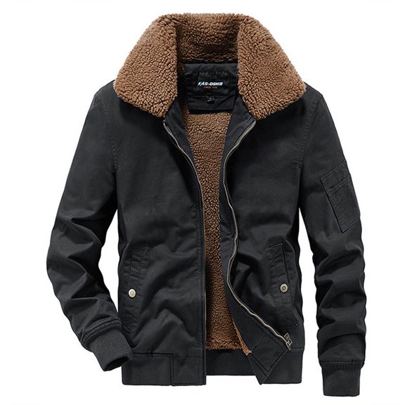 Lilgiuy Men Novelty Lapel Casual and Fleece Jacket Short Tooling Long Sleeve Hooded Casual Outwear & Jackets for Riding Hunting