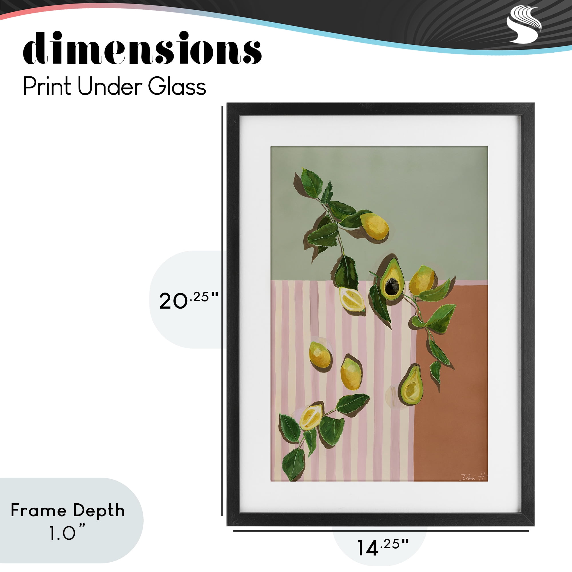 Stupell Industries Midcentury Avocado & Lemons Black Framed Print Under Glass, design by Dani Heyward