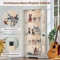 thumbnail image 3 of 2 Pack LELELINKY Farmhouse Corner Display Cabinet with Glass Doors, Corner Curio Cabinet with 3-Color LED Motion-Sensor Light, White, 3 of 11