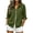 Army Green, variant on Solid Collared Full Zip Shirt for Women Long Sleeve Open Front Blouse with Chest Pockets Casual Office Tops
