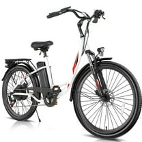 Elifine 26" 500W Electric Bike for Adults, 48V 7.8Ah Battery City Ebike Adult, Cruise Control Mode, Low-Step Thru Hybrid Electric Cruiser Bicycle, Shimano 7 Speed Commuter E-Bikes for Women, UL2849