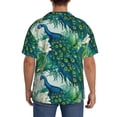 thumbnail image 3 of Sikiie Peacock And Flowers Men's Wrinkle Free Untucked Cuban Shirt Business Casual Button Down Shirts Short Sleeve ShirtX-Large, 3 of 5