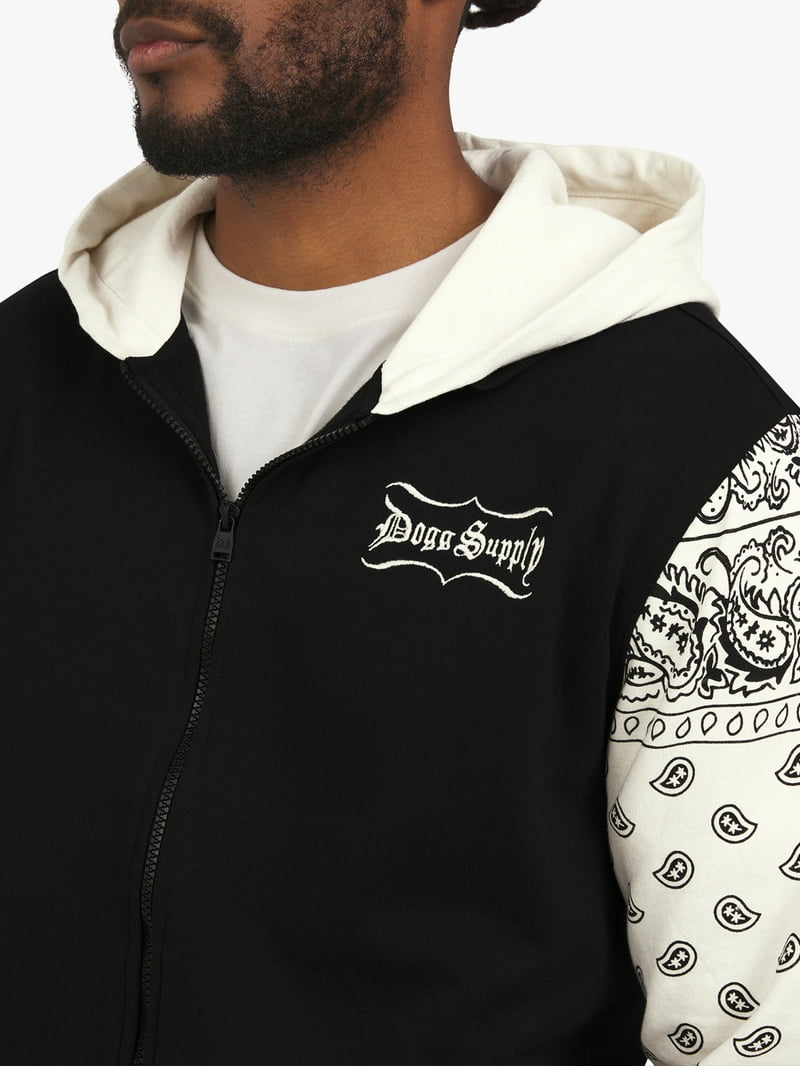 Dogg Supply Varsity Zip Hoodie Sweatshirt, Paisley Sleeves, XS-5XL
