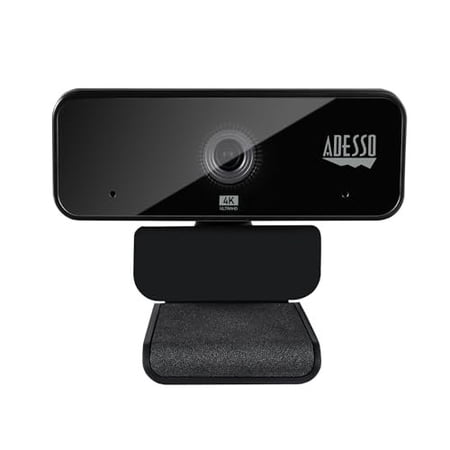 Adesso Cybertrack H6 4K Ultra HD USB Webcam with Built-in Dual Microphone & Privacy Shutter Cover, Black