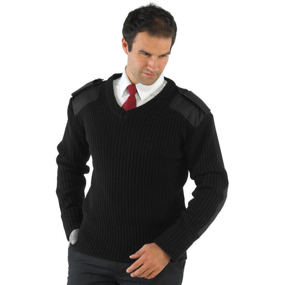 New RTY Mens Work Wear Acrylic Wool V Neck Sweater Jumper in Black Navy S 3XL 