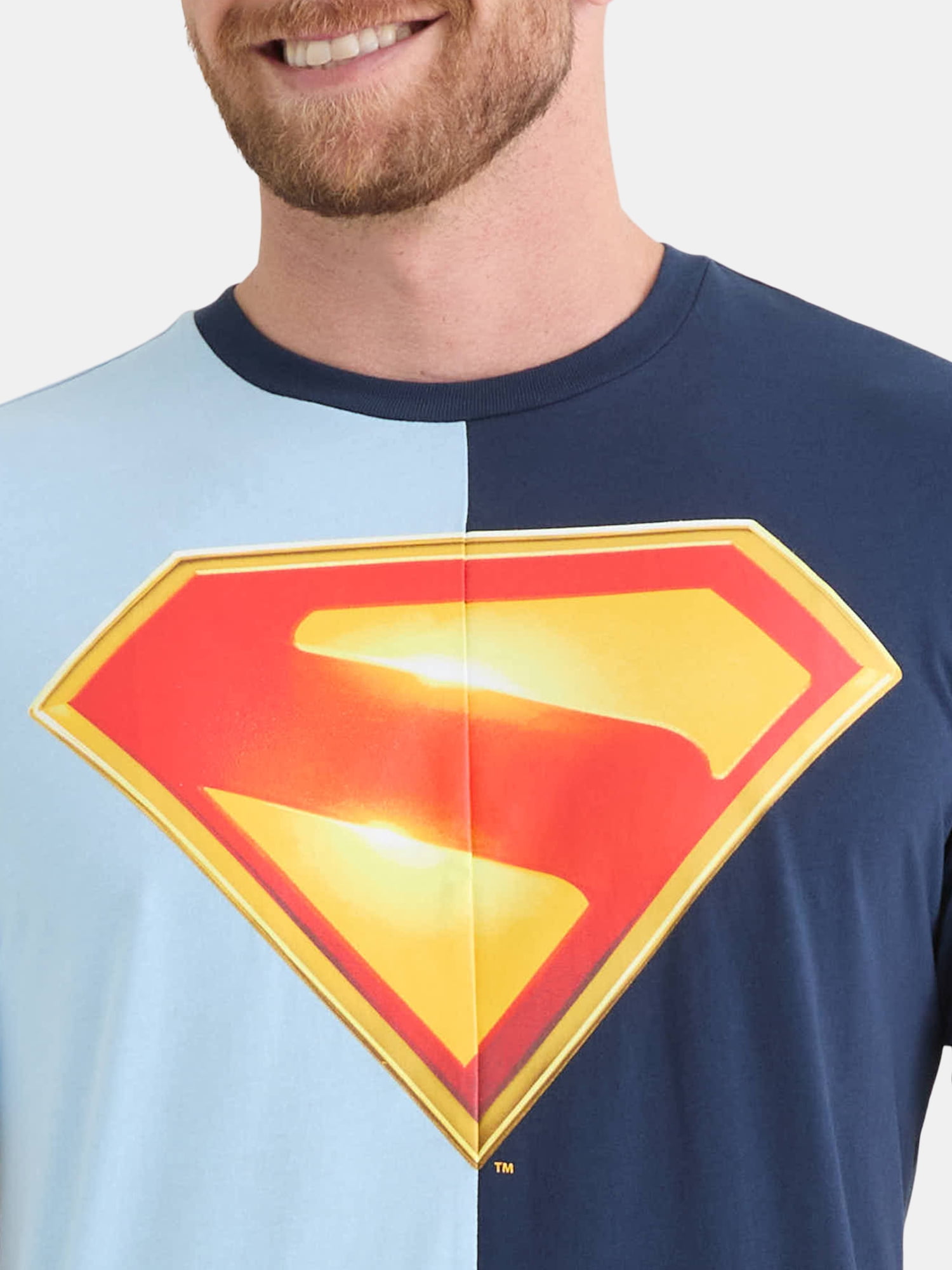 Superman Men's and Big Men's Two Tone Graphic Tee with Short Sleeves, Sizes S-3XL