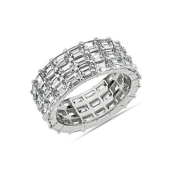 3.00 T.C.W Baguette Shape Natural Diamond Latest Design Wedding Eternity Band for Ladies Solid 14K White Gold Size 8
