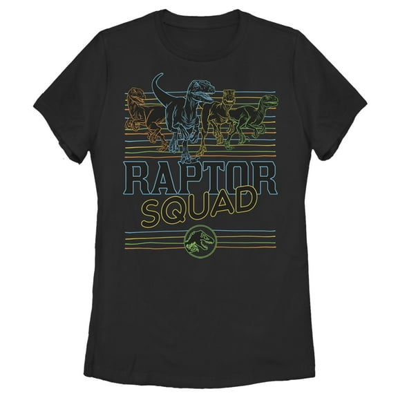 Women's Jurassic World: Camp Cretaceous Retro Raptor Squad  Graphic Tee Black X Large