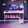 thumbnail image 4 of Costway 48" Computer Desk with Power Outlets, Storage Shelves, Headphone Hook for Gaming White, 4 of 10