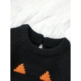 thumbnail image 6 of Infant Baby Boy Girl Halloween Clothes Pumpkin Face Sweater Romper Long Sleeve Bodysuit One Piece Fall Winter Outfit, 6 of 8