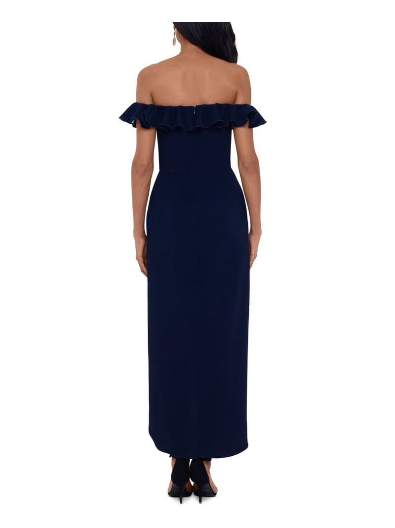 XSCAPE Womens Navy Ruffled Zippered Gown Flutter Off Shoulder Knee Length Evening Tulip Dress 14 - Walmart.com XSCAPE Womens Navy Ruffled Zippered Gown Flutter Off Shoulder Knee Length Evening Tulip Dress 14 - Walmart.com