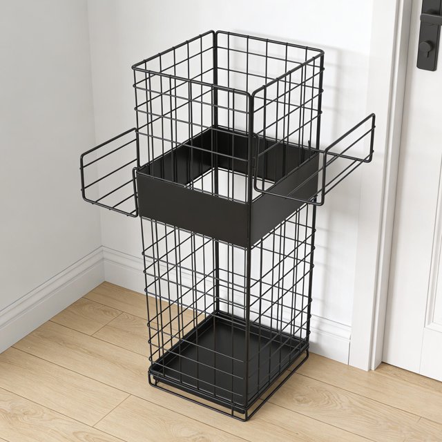 Luxshiny Soporte Organizador De Negro Metálico Con Base Para Evitar Humedad En El