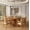 1-Natural-7, variant on Solid Wood Round Extendable Dining Table Set 5-Piece with Woven Back Chairs, Natural Oak Finish, 4 Upholstered Seats for Kitchen