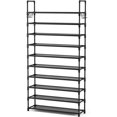 thumbnail image 7 of 10 Tiers Shoe Rack Tall Large Capacity 50 Pairs Wide Shoe Organizer Sturdy Shoe Shelf for Entryway with Two Hooks Metal Shoe Storage for Closet, Bedroom, Black, 7 of 7