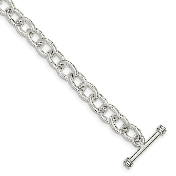 925 Sterling Silver Link Necklace Chain 8.75inch Polished Fancy Toggle Bracelet 8.75 inch