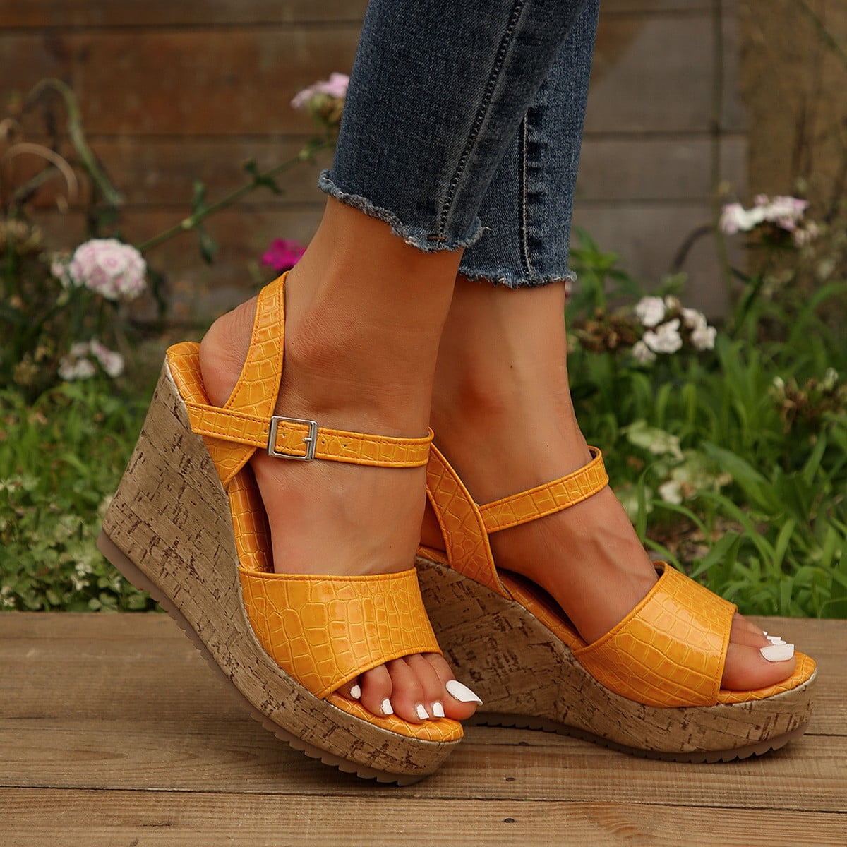 Itsun Wedge Sandals Women, Womens Open Toe Dressy Platform