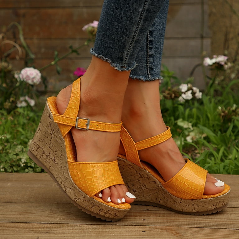 Itsun Wedge Sandals Women, Womens Open Toe Dressy Platform
