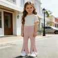 thumbnail image 3 of RUTAYY Children Girls Flared Pants Solid Color Elastic Waist with Front Slit Design Chic Holiday Trousers, 3 of 4