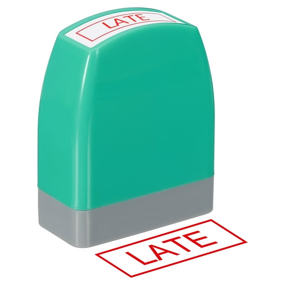 Late Notice Stamp Self Inking Red Ink Office Stamps Pre Inked Message Stamp Refillable Business Stamp, Green