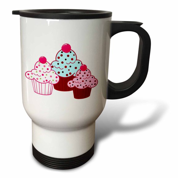 3dRose, Trio of Cupcakes, 14oz Stainless Steel Travel Mug