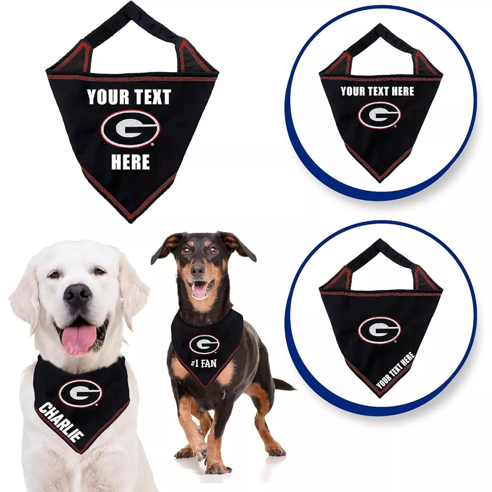 Pets First NCAA Personalized Tie Bandana for Dogs & Cats Sporty Dog Bandana