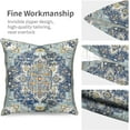 thumbnail image 5 of Boho Throw Pillow Covers Vintage Blue Yellow Pattern Bohemian Style with Floral Square Pillowcase Linen Cushion Cover Farmhouse Decorative Pillowcase for Sofa Sofa Bedroom Pack of 2 18 x 18 Inch, 5 of 6