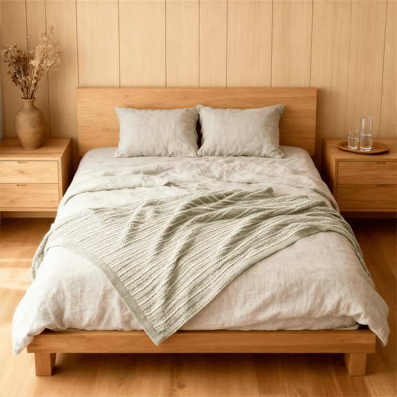 Chenille Striped Knit Throw Blanket for Sofa, Bed & Living Room