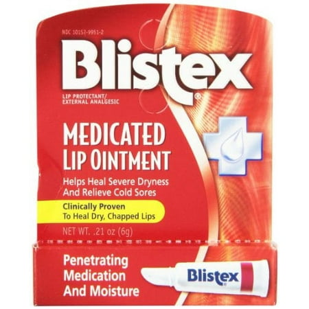 5 Pack Blistex Medicated Lip Ointment for Dryness and Cold Sores, 0.21oz Each