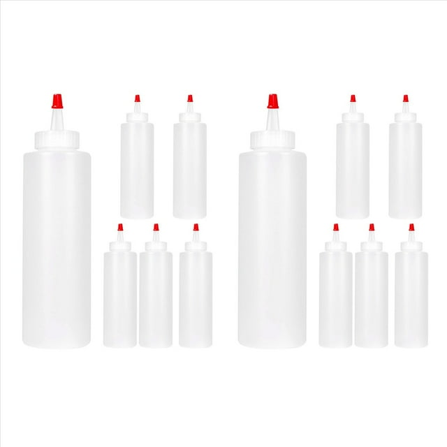 12PC Squeeze Squirt Condiment Botellas para Salsas - 16 Onzas - Contenedores Perfectos para Salsa de Tomate, Barbacoa, Salsas, Jarabe