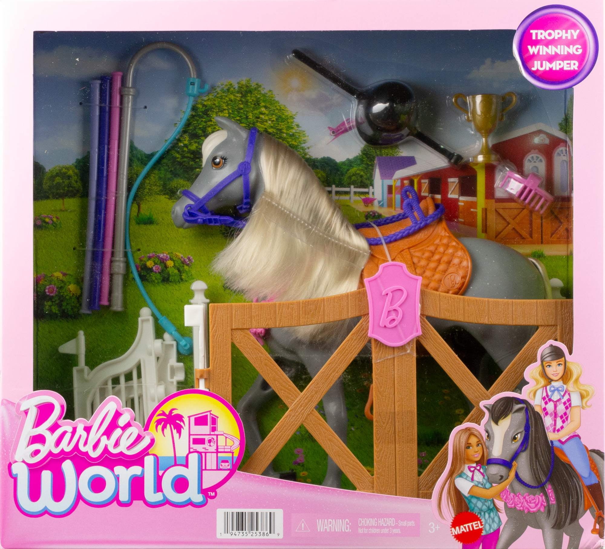 Barbie World Horse Stable Playset with Toy Horse Jump Accessories 7 Piece Set Walmart