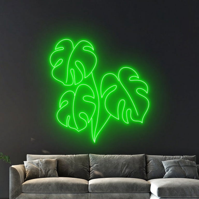 Handmadetneonsign Monstera Leaf Neon Light, Monstera Leaf Tropical
