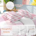 thumbnail image 3 of Pink Plaid Duvet Cover Set, Spring Farmhouse Buffalo Checkered Soft Duvet Cover Queen Size Bedding Set 4 Pieces, 1 Quiltcover and 2 Pillowcases with Zipper, 1 Bed Sheet for All Seasons, 3 of 9
