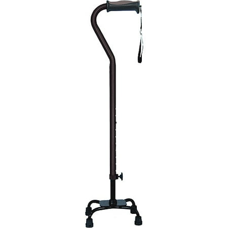 Hugo Adjustable Quad Cane for Right or Left Hand Use, Black, Small