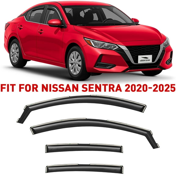 Voron Glass in-Channel Extra Durable Rain Guards for Nissan Sentra 2020-2025, Window Deflectors, Vent Window Visors, 4 Pieces - 200903