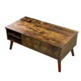 thumbnail image 2 of Table Basse à Plateau Relevable, Table de Rangement Réglable 100 x 50 cm pour Salon, Bois Rustique, 2 of 4