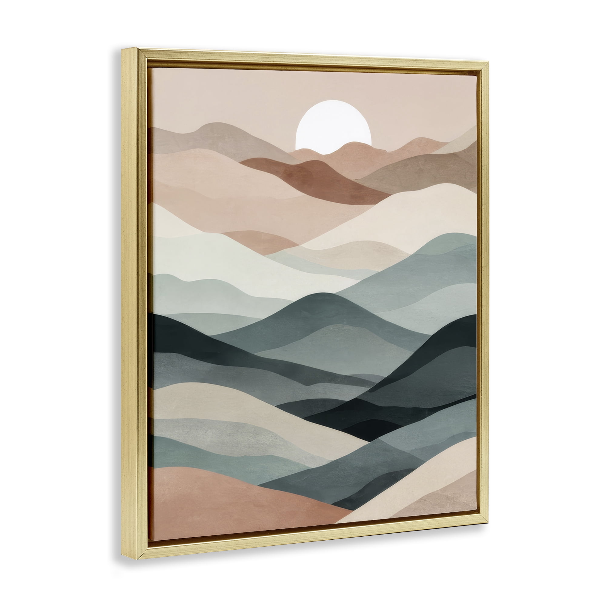 Stupell Industries Silent Dawn Landscape Landscape Painting Gold Floater Framed Canvas Art Print Wall Art, 17 x 21