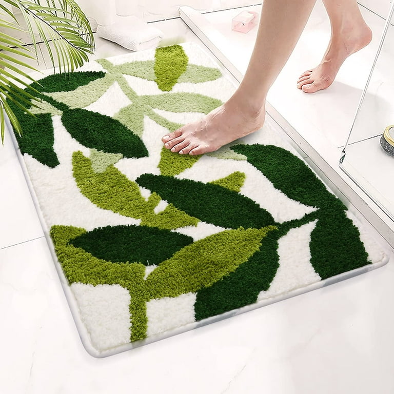 SHIYUE Green Bathroom Rugs Bath Mat, Microfiber Fluffy Soft Floor Mats for  Bathroom, Non-Slip and Waterproof Back Soft Bathmat, for Indoor Shower  Bathtub Decoration (Cute Floral 18x26in) at Dressmycrib