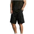 thumbnail image 3 of cllios Men's Big and Tall Cargo Shorts with Pockets Loose Fit Drawstring Waist Outdoor Short Summer Casual Shorts Black L, 3 of 7