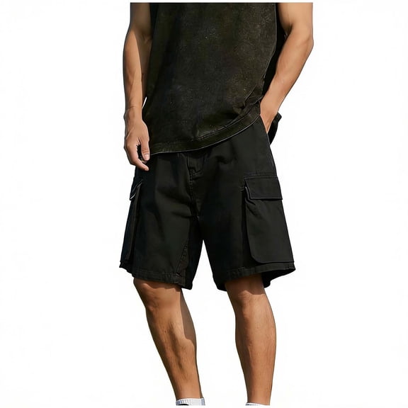Luvrsol Big and Tall Men Cargo Shorts Elastic Waist Multi Pocket Everyday Outdoor Work Pants, M-4XL