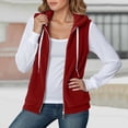 thumbnail image 2 of Fall Jackets Women Polar Hooded Vest Solid Sleeveless Drawstring Waistcoat Lightweight Jacket, 2 of 5