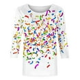 thumbnail image 5 of Cadancy Mardi Gras Shirts for Women 3/4 Sleeve Holiday Funny Graphic Round Neck Loose Tops Pullover Rave Party Carnival Blouse Trendy Casual Shirt, 5 of 6