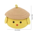thumbnail image 3 of Cesta de almacenamiento tejida con cuerda de algodón | Organizador de escritorio amarillo redondo | Tamaño pequeño 22x22x18cm | Material de algodón duradero y respetuoso con el medio ambiente |, 3 of 6