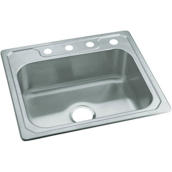 Sterling Plumbing Middleton Top-Mount Kitchen Sink - Single Bowl, Stainless Steel, 25 x 22 In