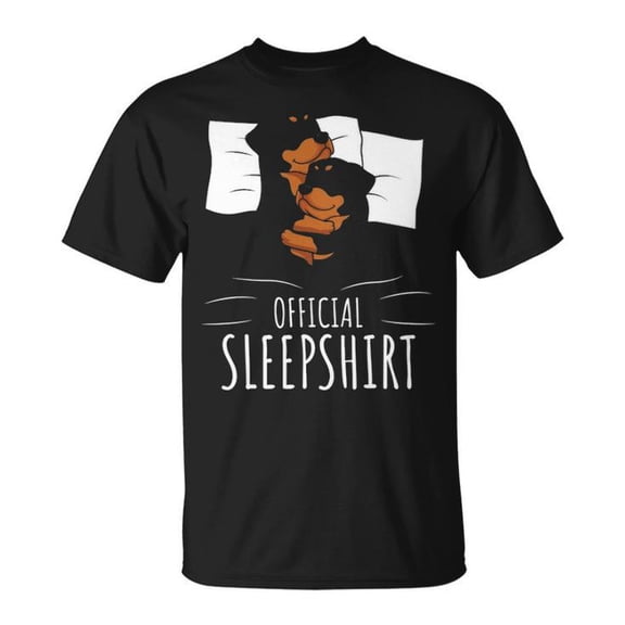 Rottweiler Dog Official Sleep Graphic Tee Unisex Adult Cotton Pet Lover T-Shirt for Dog Owners or Casual Wear, Size S, Color Black