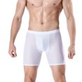 thumbnail image 2 of rygai Men Boxers Solid Color Multi Holes Breathable Hollow Out Elastic Anti-septic Mid Waist U Convex Plus Size Men Underpants for Daily Wear,White,XL, 2 of 8