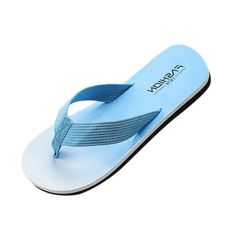Binhe Fashion Spring and Summer Men Flip Flops Flat Bottom Lightweight Non Slip Gradient Color Comfortable Indoor and Outdoor Beach with Arch Support Impermeable Open toe Beach Leather Thong Sandals